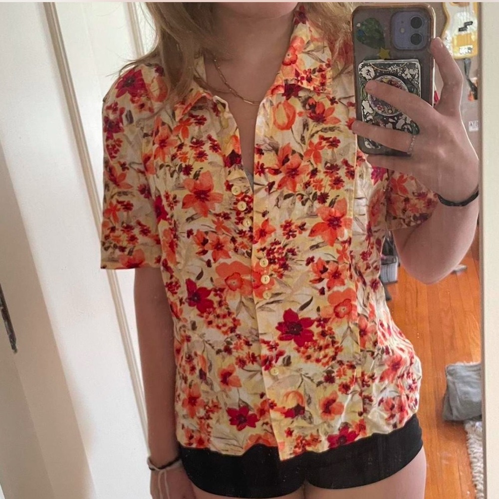 christopher & banks button-up flower top